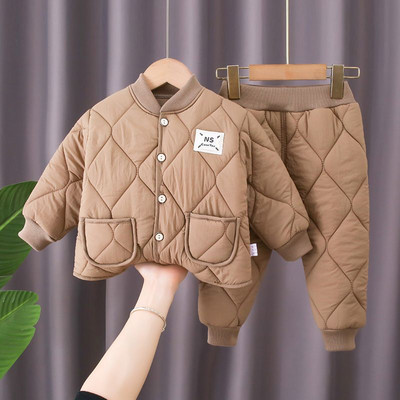 Φθινοπωρινά και χειμερινά κορίτσια Κοστούμι δύο τεμαχίων Plus Velvet 1-6Y Boys Trendy παιδικό βαμβακερό μπουφάν με κουκούλα + παντελόνι Παιδικά ρούχα