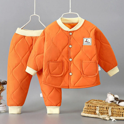 Φθινοπωρινά και χειμερινά κορίτσια Κοστούμι δύο τεμαχίων Plus Velvet 1-6Y Boys Trendy παιδικό βαμβακερό μπουφάν με κουκούλα + παντελόνι Παιδικά ρούχα