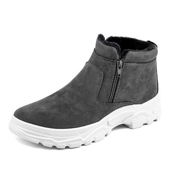 Plus Velvet ανδρικές μπότες Χειμερινά ανδρικά παπούτσια Μόδα στον αστράγαλο Ζεστά βαμβακερά παπούτσια με φερμουάρ Πλατφόρμα ανδρικά παπούτσια Κλασικά αντιολισθητικά κοντά μποτάκια