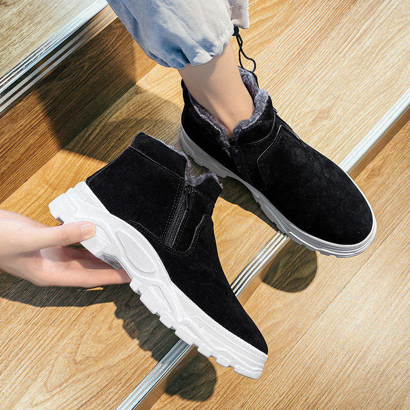 Plus Velvet ανδρικές μπότες Χειμερινά ανδρικά παπούτσια Μόδα στον αστράγαλο Ζεστά βαμβακερά παπούτσια με φερμουάρ Πλατφόρμα ανδρικά παπούτσια Κλασικά αντιολισθητικά κοντά μποτάκια