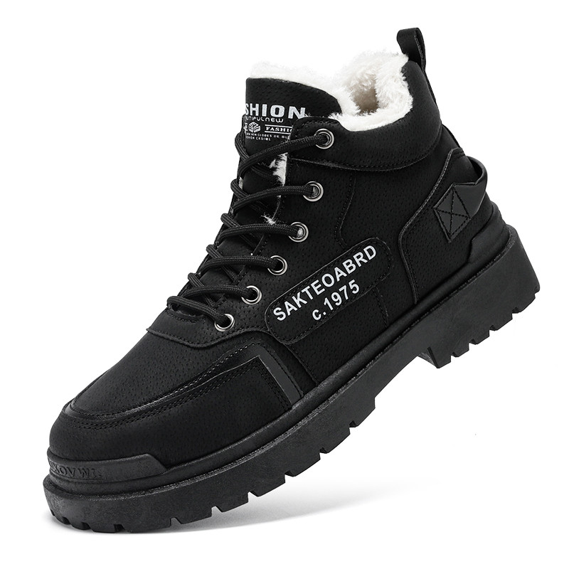 Cizme cu platformă de catifea Plus 2023 Pantofi pentru bărbați Cizme pentru bărbați de iarnă calde până la gleznă Cizme pentru bărbați ocazional, confortabile, rezistente la uzură