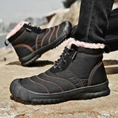 Μεγάλο μέγεθος 46 Πλατφόρμας Ανδρικές Μπότες Ανδρικά Παπούτσια Winter Plus Βελούδινα ζεστά βαμβακερά μποτάκια με κορδόνια Κοντά βαρέλια μπότες χιονιού Βαμβακερά παπούτσια