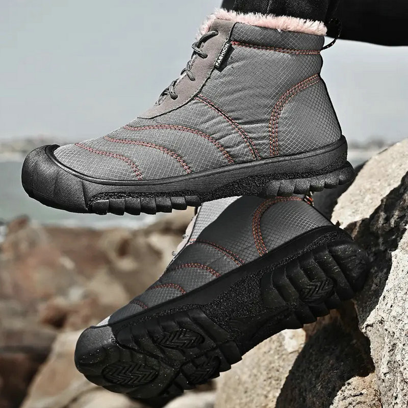 Μεγάλο μέγεθος 46 Πλατφόρμας Ανδρικές Μπότες Ανδρικά Παπούτσια Winter Plus Βελούδινα ζεστά βαμβακερά μποτάκια με κορδόνια Κοντά βαρέλια μπότες χιονιού Βαμβακερά παπούτσια