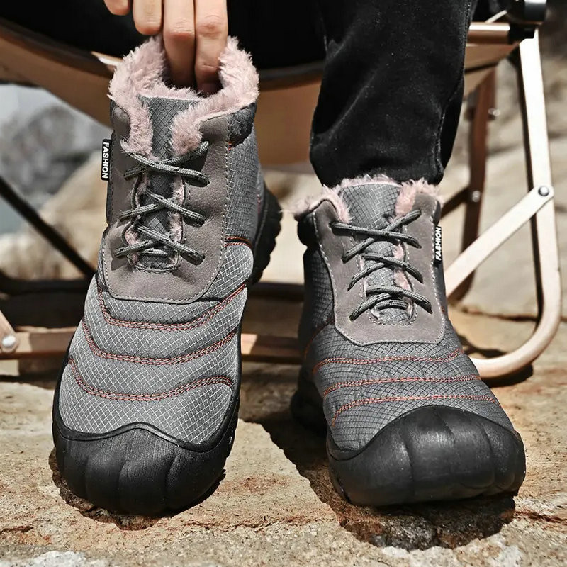Μεγάλο μέγεθος 46 Πλατφόρμας Ανδρικές Μπότες Ανδρικά Παπούτσια Winter Plus Βελούδινα ζεστά βαμβακερά μποτάκια με κορδόνια Κοντά βαρέλια μπότες χιονιού Βαμβακερά παπούτσια