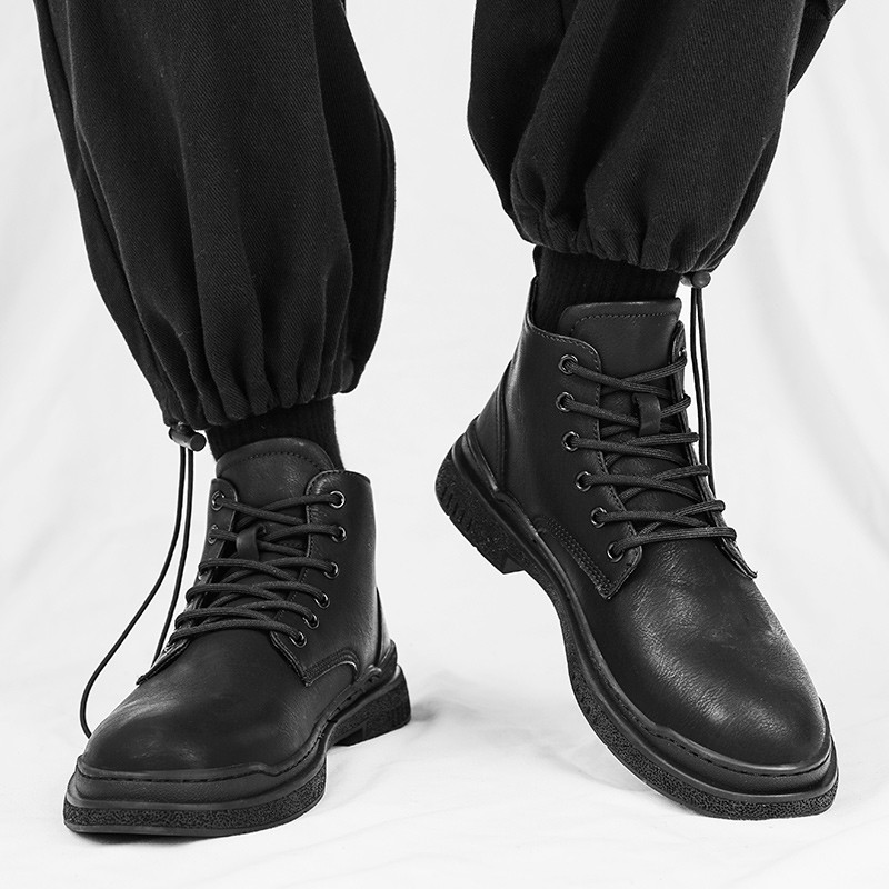 Ανδρικές μπότες μοτοσικλέτας Άνετες μπότες πλατφόρμας Ανδρικές ψηλές δερμάτινες μπότες εξωτερικού χώρου Μόδα Άνετα αδιάβροχα ανδρικά παπούτσια