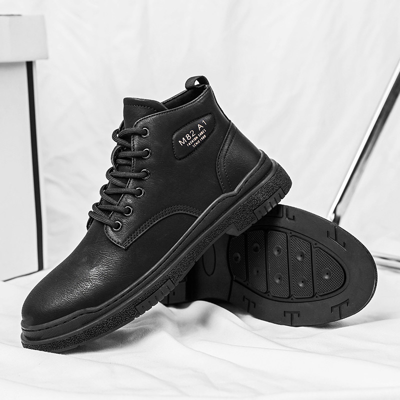 Ανδρικές μπότες μοτοσικλέτας Άνετες μπότες πλατφόρμας Ανδρικές ψηλές δερμάτινες μπότες εξωτερικού χώρου Μόδα Άνετα αδιάβροχα ανδρικά παπούτσια