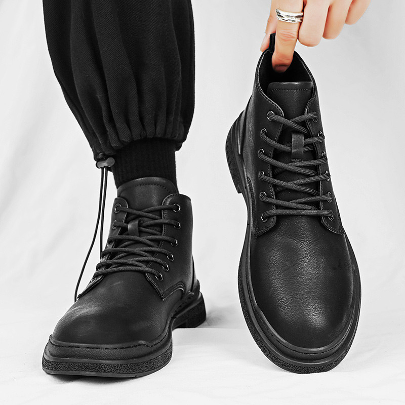 Ανδρικές μπότες μοτοσικλέτας Άνετες μπότες πλατφόρμας Ανδρικές ψηλές δερμάτινες μπότες εξωτερικού χώρου Μόδα Άνετα αδιάβροχα ανδρικά παπούτσια
