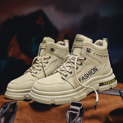 Ψηλές μπότες ανδρικά δερμάτινα παπούτσια Μόδα υπαίθρια μοτοσικλέτα Στρατιωτικές μπότες ανδρικές χειμερινές Tactical Lace Up Botas