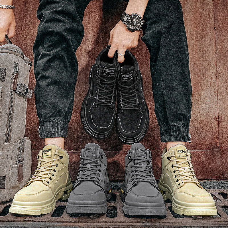 Ψηλές μπότες ανδρικά δερμάτινα παπούτσια Μόδα υπαίθρια μοτοσικλέτα Στρατιωτικές μπότες ανδρικές χειμερινές Tactical Lace Up Botas