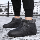 Cizme pentru bărbați Lungime la gleznă de iarnă Plus catifea Păstrați căldura Pantofi de mers impermeabili Cizme de zăpadă în aer liber Botas De Hombre Dimensiune mare 41-49