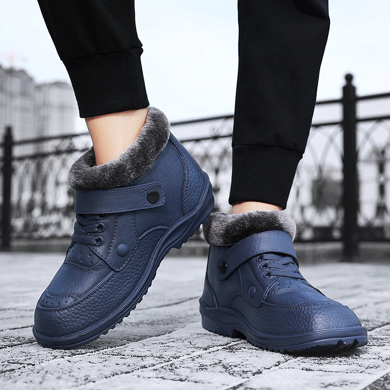 Cizme pentru bărbați Lungime la gleznă de iarnă Plus catifea Păstrați căldura Pantofi de mers impermeabili Cizme de zăpadă în aer liber Botas De Hombre Dimensiune mare 41-49