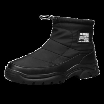 Χονδρές ανδρικές μπότες παπούτσια για άντρες Μπότες εξωτερικού χώρου για τον αστράγαλο Χειμερινό ελαστικό λουρί Plus βελούδινο ζεστό μπότες χιονιού Αντιολισθητικά κοντά βαμβακερά παπούτσια