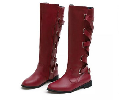 Γυναικείες μπότες για γόνατο Χοντρά τακούνια με φερμουάρ Lace Up Γυναικεία παπούτσια με αγκράφα Γυναικεία μπότα πανκ γυναικεία μπότες πλατφόρμας Φθινόπωρο Χειμώνας 43