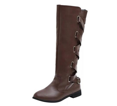 Γυναικείες μπότες για γόνατο Χοντρά τακούνια με φερμουάρ Lace Up Γυναικεία παπούτσια με αγκράφα Γυναικεία μπότα πανκ γυναικεία μπότες πλατφόρμας Φθινόπωρο Χειμώνας 43