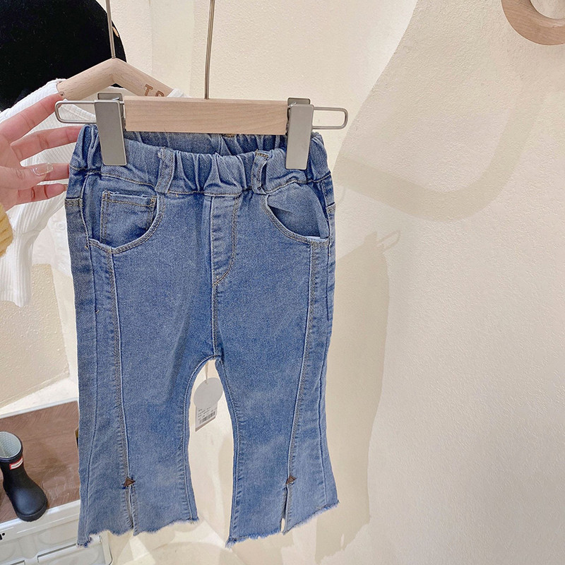 Set de haine pentru fete, ediție nouă coreeană 2023, îmbrăcăminte de toamnă pentru fete, tricou cu mânecă lungă în dungi + blugi la modă Set 2 piese