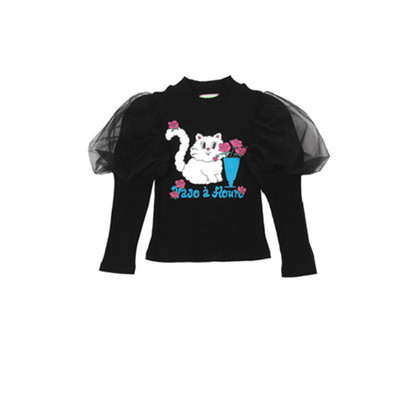 Set cămașă cu fund pentru fete 2023, toamnă, desene animate, mânecă cu bule, tricou pentru fete cu mânecă lungă, jambiere negre din bumbac, îmbrăcăminte pentru copii