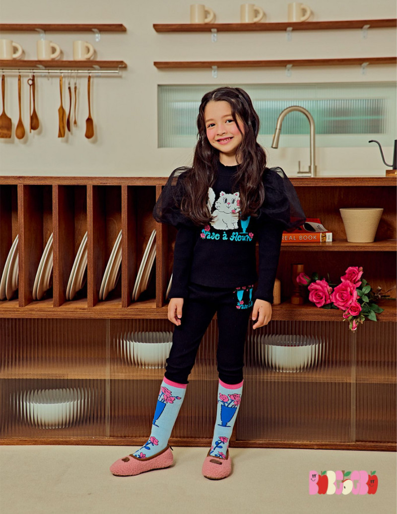 Tüdrukute särgikomplekt 2023. aasta sügise multikas mullivarrukatega tüdrukute pikkade varrukatega T-särk Puuvill, must säärised, lasteriided