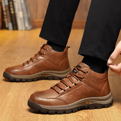 Ανδρικές μπότες casual 2023 Νέα παπούτσια για άντρες Winter Plus Βελούδινα ζεστά βαμβακερά παπούτσια Μπότες με κορδόνια πλατφόρμα στον αστράγαλο Ανδρικές μπότες εξωτερικού χώρου