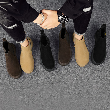 Ανδρικές μπότες φθινοπωρινής πλατφόρμας Παπούτσια για άντρες Casual μαύρες μπότες εξωτερικού χώρου, ευέλικτες και άνετες κοντές μπότες