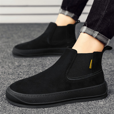 Ανδρικές μπότες φθινοπωρινής πλατφόρμας Παπούτσια για άντρες Casual μαύρες μπότες εξωτερικού χώρου, ευέλικτες και άνετες κοντές μπότες