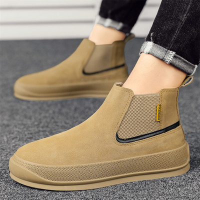 Ανδρικές μπότες φθινοπωρινής πλατφόρμας Παπούτσια για άντρες Casual μαύρες μπότες εξωτερικού χώρου, ευέλικτες και άνετες κοντές μπότες