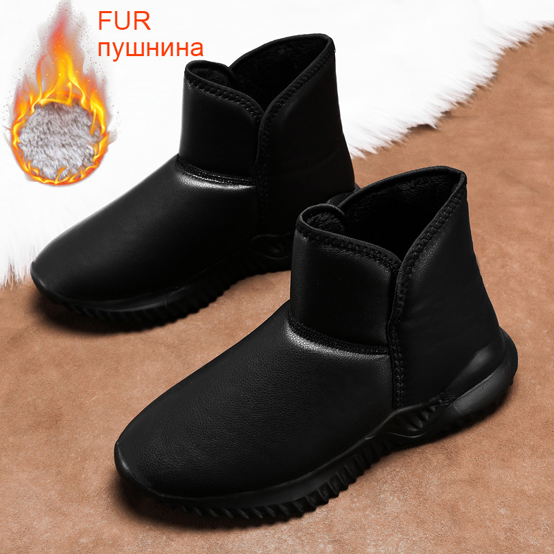 Talvised meeste lumesaapad soojad karusnahast ehtsast nahast kingad libisemiskindlad veekindlad karvased poolsaapad plüüsis kingad õues kohevad tossud