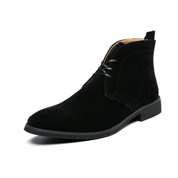 Ανδρικές μπότες με κορδόνια με μυτερά δάχτυλα Νέα παπούτσια για άντρες Μοντέρνες καθημερινές μπότες με τετράγωνο τακούνι Μεγάλο μέγεθος 47 48 Μαύρες κοντές μπότες