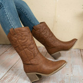 2023. aasta talv naiste klassikalised läänelikud põlvsaapad tüdrukutele, esmaklassilised libisevad kauboi pikad saapad, sügisesed kontsaga saapad