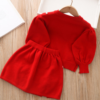 Σετ χειμωνιάτικων ρούχων για κορίτσια 2021 Μακρυμάνικο πουλόβερ και φούστα 2 τμχ Κοστούμι ρούχων Ανοιξιάτικες στολές για παιδιά Κοριτσίστικα ρούχα