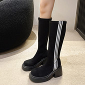 Νέα γυναικεία παπούτσια μονόχρωμα μονόχρωμα μονόχρωμα 2023 υψηλής ποιότητας casual μπότες Γυναικείες καυτές εκπτώσεις Square Head Mid-Calf Γυναικείες μπότες