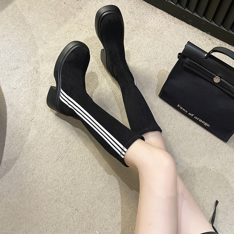 Νέα γυναικεία παπούτσια μονόχρωμα μονόχρωμα μονόχρωμα 2023 υψηλής ποιότητας casual μπότες Γυναικείες καυτές εκπτώσεις Square Head Mid-Calf Γυναικείες μπότες