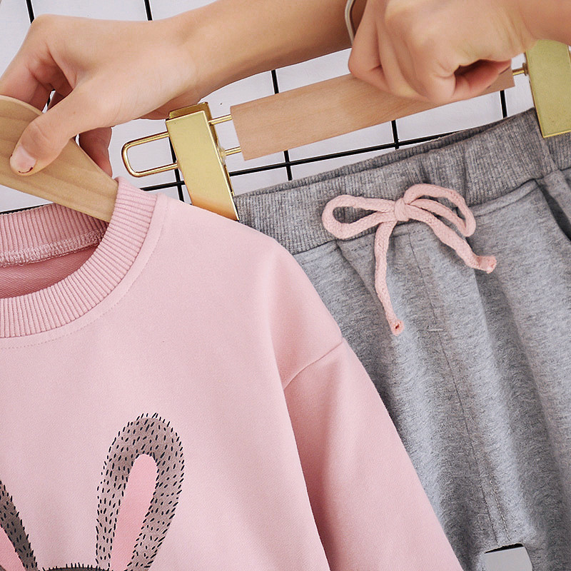 Tipegő Lányok Őszi tavaszi divat Gyerekruhák Rajzfilm Nyúl tréningruha Gyerekruházat Baba szettek Alkalmi jelmezek 2db