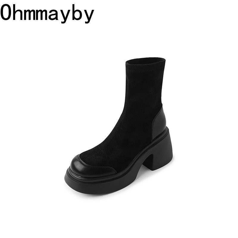 Moteriški kaubojiški batai Madingi batai ant vidurio blauzdos 2023 m. moteriški kvadratiniai aukštakulniai rudeniniai žieminiai mergaičių batai