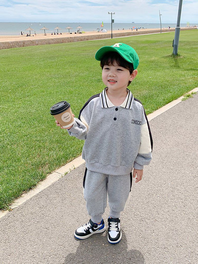 Ανοιξιάτικα φθινοπωρινά Κορεάτικα Παιδικά Ρούχα για Αγόρι Αθλητικό Κοστούμι Πανωφόρι Παιδική Φόρμα Λεπτό μωρό + Παντελόνι Σετ 2 τεμαχίων 2-10Y