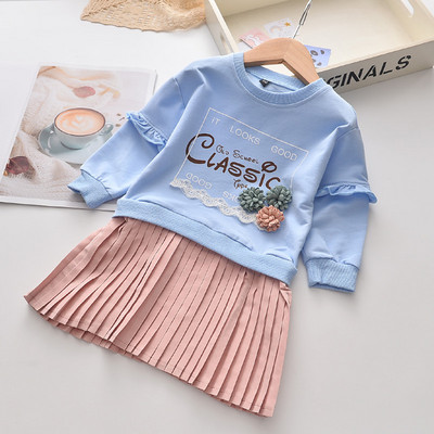 Melario College Rochie pentru fete Toamnă Haine pentru copii Cămăși și fuste cu mânecă lungă Bowknot Casual 3PCS Costume pentru studente Îmbrăcăminte pentru fete