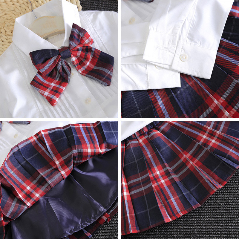 Melario College Girls Dress Φθινοπωρινά Παιδικά Ρούχα Μακρυμάνικα Πουκάμισα και Φούστες Bowknot Casual 3PCS Suits Φοιτητικά κορίτσια Ρούχα