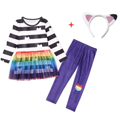 Naujos mergaitės Gabby lėlių namelio suknelės kelnės Drabužių rinkiniai Gabbys Cats Helovino karnavalų vakarėlio galvos juosta Kostiumas Cosplay kostiumai