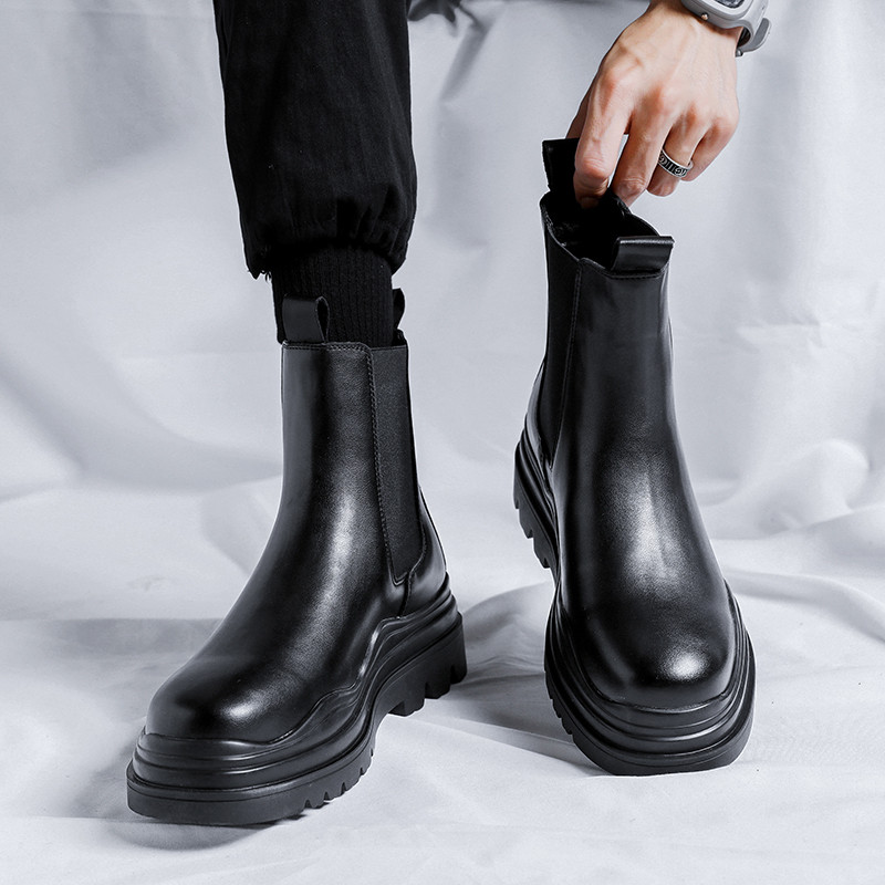 Ανδρικές μπότες στη μέση της γάμπας Νέα παπούτσια για άνδρες για την άνοιξη και το φθινόπωρο Αδιάβροχες μπότες πλατφόρμας Αδιάβροχες μπότες βρετανικού στυλ Chelsea μπότες