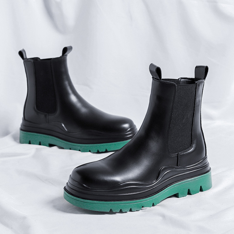 Ανδρικές μπότες στη μέση της γάμπας Νέα παπούτσια για άνδρες για την άνοιξη και το φθινόπωρο Αδιάβροχες μπότες πλατφόρμας Αδιάβροχες μπότες βρετανικού στυλ Chelsea μπότες