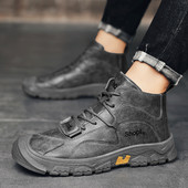 Kevad- ja sügissaapad Meeste saapad Välitingimustes Mugavad klassikalise disainiga mustad saapad Kõrge ülaosaga meeste vabaajajalatsite valik