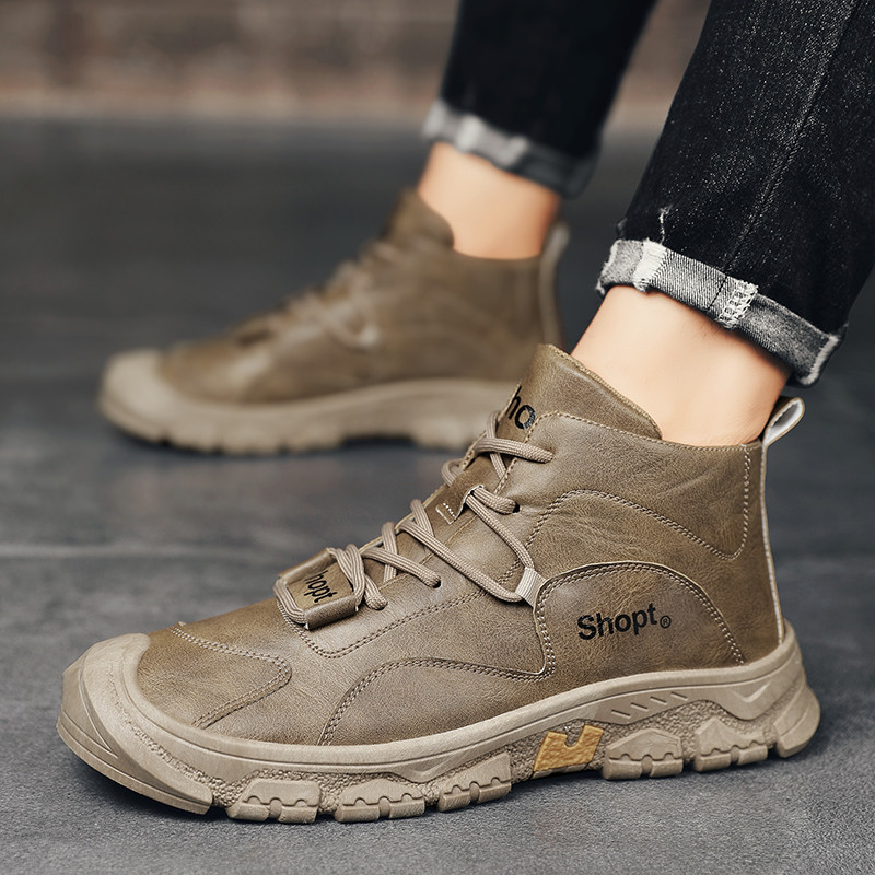 Kevad- ja sügissaapad Meeste saapad Välitingimustes Mugavad klassikalise disainiga mustad saapad Kõrge ülaosaga meeste vabaajajalatsite valik