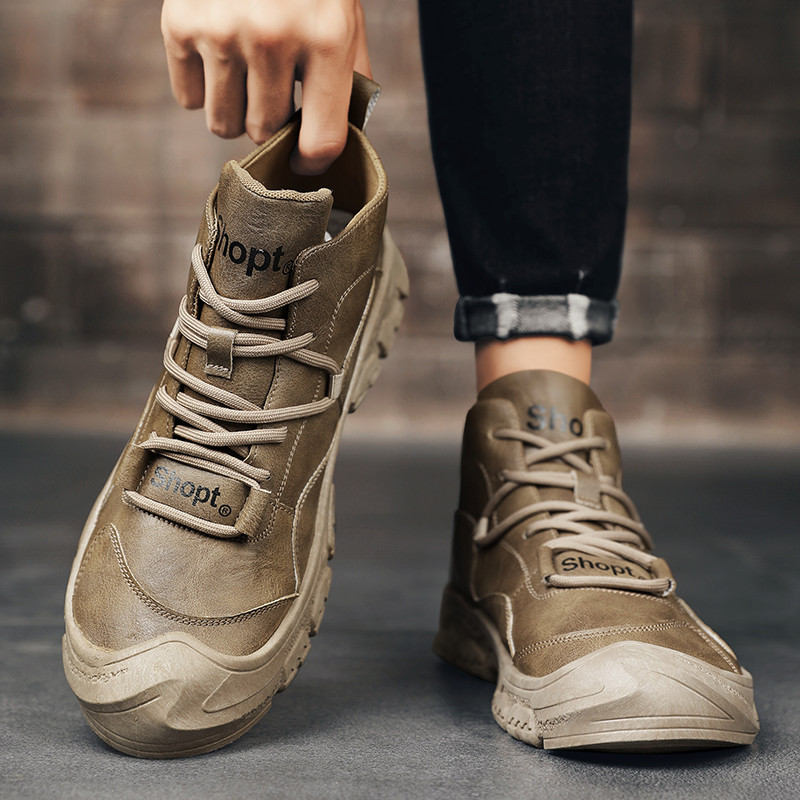 Kevad- ja sügissaapad Meeste saapad Välitingimustes Mugavad klassikalise disainiga mustad saapad Kõrge ülaosaga meeste vabaajajalatsite valik