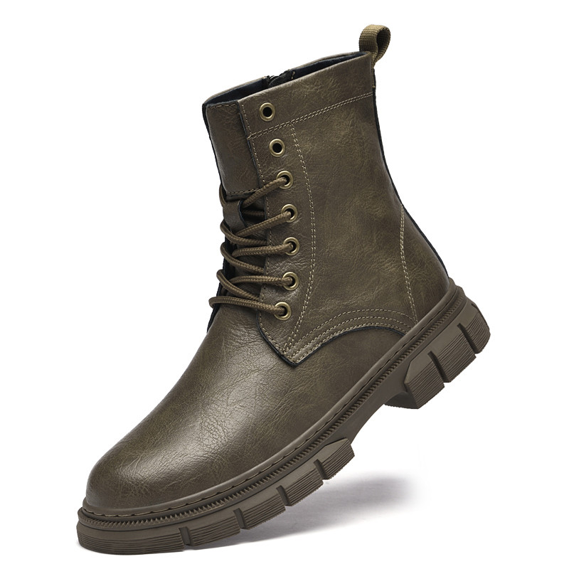 Ανδρικές μπότες μεγάλου μεγέθους 37-46 με πλαϊνό φερμουάρ Νέα παπούτσια για άντρες Casual ανδρικές μπότες μεσαίου σωλήνα Παντός τύπου Ανδρικές μπότες μονόχρωμες με χοντρή σόλα