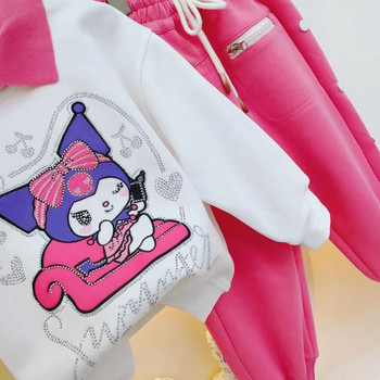 Κορίτσια Άνοιξη και Φθινοπωρινό σετ 2023 Νέο μοντέρνο κινούμενο σχέδιο μόδας Anime Πουλόβερ με λαιμόκοψη πόλο + παντελόνι σετ δύο τεμαχίων παιδικό