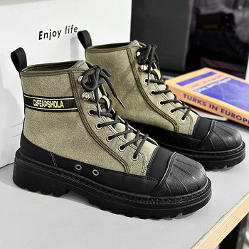 Παπούτσια για άντρες Υπαίθριες ανδρικές μπότες Καμβά μπότες Καπέλο κατά της σύγκρουσης Παπούτσια Locomotive Ankle Boots Fashion Work Locomotive Boot