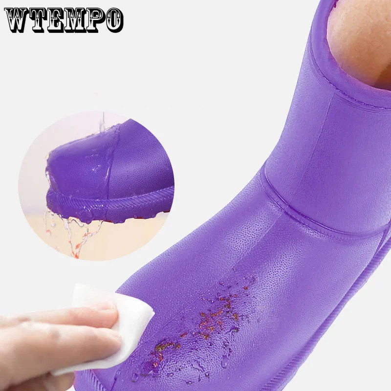 WTEMPO Plyšové snehové čižmy, protišmykové, pevné, teplé, nepremokavé, dažďové čižmy pre ženy, nové, EVA, kuchynské, práčovnícke, mäkké, pracovné, dropshippingové topánky