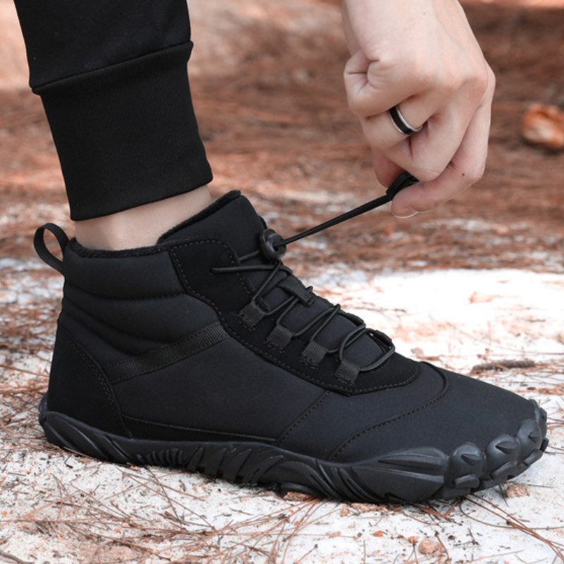 Cizme de zăpadă pentru bărbați de iarnă Cizme calde la gleznă, în stil coreean, de culoare uni, pantofi de drumeție, cu vârf rotund, cu talpă groasă, pantofi de exterior