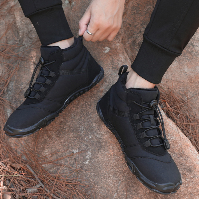 Cizme de zăpadă pentru bărbați de iarnă Cizme calde la gleznă, în stil coreean, de culoare uni, pantofi de drumeție, cu vârf rotund, cu talpă groasă, pantofi de exterior