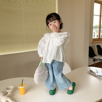 1-7 Y Toddler Girl Άνοιξη Φθινόπωρο Νέα Σετ Ρούχων Κοριτσιών Πέτο Μακρυμάνικο Βαμβακερό Μπλουζάκι Πουκάμισο + Τζιν σετ δύο τεμαχίων Παιδικά ρούχα