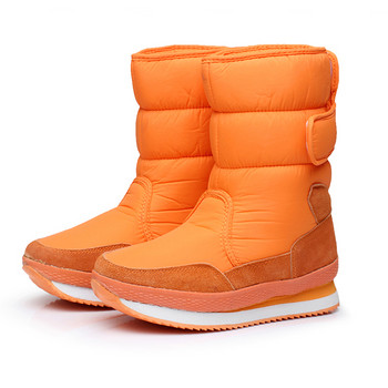 2021 Дамски зимни ботуши Водоустойчиви обувки за сняг Черни есенни дамски ботуши до средата на прасеца Дамски топлинни ботуши за ски